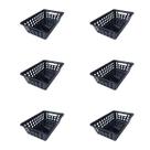 Kit 6 Cestinhos Organizador Multiuso Pequeno Vazado Com Alças Preto 29x19x8CM 3UD