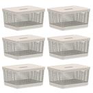 Kit 6 Cesto 8L Organizador Multiuso OU Grid Bege com Tampa