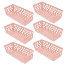 Kit 6 Cesto Caixa Organizadora Sem Tampa Gaveta Geladeira Extra Comprido 37x16,5 Várias Cores