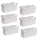 Kit 6 Cesto Juta Organizador Alongado Medio Decoração Branco 3,7L