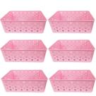 Kit 6 Cesto Multiuso Organizador Premium Rosa 123Organizei