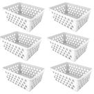 Kit 6 Cesto Organizador Grande Plástico Multiuso 29x20,5 Branco