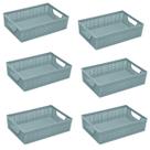 Kit 6 Cesto Organizador Juta A4 5,2 Litros 33x23x8,5 Cm AZUL