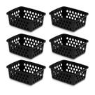 Kit 6 Cesto Organizador Multiuso Pequeno Preto Branco Transparente Rosa 16x12,5x6,2 cm