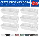 Kit 6 Cesto Organizador Rattan c/ Divisória Removível 23x8