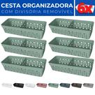 Kit 6 Cesto Organizador Rattan c/ Divisória Removível 23x8