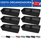 Kit 6 Cesto Organizador Rattan c/ Divisória Removível 23x8