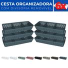 Kit 6 Cesto Organizador Rattan c/ Divisória Removível 34x11