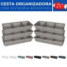 Kit 6 Cesto Organizador Rattan c/ Divisória Removível 34x11
