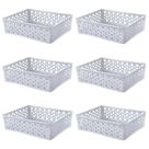 Kit 6 Cesto Organizador Rattan Multiuso Armário Gaveta Lavanderia M (24x19)