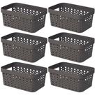 Kit 6 Cesto Organizador Trama Rattan s/Tampa 4,5L Multiuso Plástico