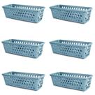 Kit 6 Cestos Multiuso Comprido Retangular Cinza 28x11x8 Cm 123Organizei