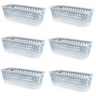 Kit 6 Cestos Multiuso Comprido Retangular Transparente 28x11x8 Cm 123Organizei