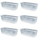 Kit 6 Cestos Multiuso Comprido Retangular Transparente 28x11x8 Cm 123Organizei