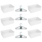 Kit 6 Cestos Multiuso Decorativo e 20 Cabides Infantis Branco