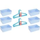 Kit 6 Cestos Multiuso e 10 Cabides Infantil Reforçado Azul Kit 6 Cestos Multiuso e 10 Cabides Infantil Reforçado Azul