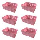 Kit 6 Cestos Multiuso Organizador Empilhável Gaveta 19x14x6