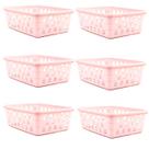 Kit 6 Cestos Multiuso Organizador Médio Rosa 20x15,5x6,5Cm Kit 6 Cestos Multiuso Organizador Médio Rosa 20x15,5x6,5Cm
