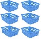 Kit 6 Cestos Multiuso Pequeno Azul 12x6x16cm PP 1028 Uninjet