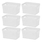 Kit 6 Cestos Organizador Multiuso Empilhável Gaveta 19x11x10 Sem Tampa 2L Trama Rattan