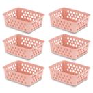 Kit 6 Cestos Organizador Multiuso Médio 20x15 Lavanderia Branco Preto Rosa Transparente