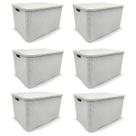 Kit 6 Cestos Organizador Rattan 20 Litros Branco Arqplast