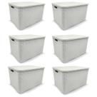 Kit 6 Cestos Organizador Rattan 7 Litros Branco Arqplast