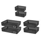 Kit 6 Cestos Organizador Rattan Armário Gaveta Lavanderia Kit 6 Cestos Organizador Rattan Armário Gaveta Lavanderia
