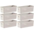 Kit 6 Cestos Organizadores Multiuso 4,2L Bege 26x12x13cm Flow Cestinho Retangular Ou