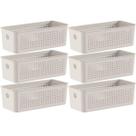 Kit 6 Cestos Organizadores Multiuso 4,2L Bege 26x12x13cm Flow Cestinho Retangular Ou