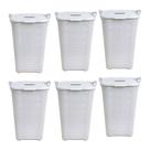 Kit 6 Cestos Rattan Grande C/ Tampa Basculada Branco-Arqplast