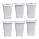 Kit 6 Cestos Rattan Grande C/ Tampa Basculada Branco-Arqplast