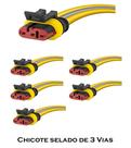 KIT 6 Chicote para Lanterna Automóvel Caminhão Ônibus com Conector Selado de 3 Vias
