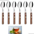 Kit 6 colher de chá inox cabo de madeira tratada poliwood - tramontina