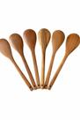 Kit 6 Colheres De Pau 20 Cm Chá, Café E Cozinha Artesanal Cor:Marrom-claro