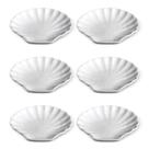 Kit 6 Concha Casquinha de Siri Porta Joia de Porcelana 9,5x1,3cm