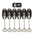 Kit 6 concha vazada em inox slim 25,5 cm