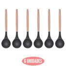 Kit 6 Conchas Silicone Feijão Preto Cabo Bambu Não Arranha