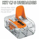 Kit 6 Conector Wago Emenda 2 Fios Mod. 221-412
