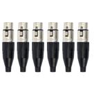 Kit 6 Conectores Amphenol XLR Fêmea AC3F 3 Polos Preto