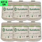 Kit 6 Cones Barbante Euroroma Cru 1kg e 700 Metros Ordem Fio 8 Crochê, Tricô e Artesanato