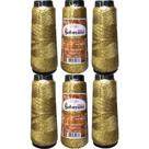 Kit 6 Cones Ribbon Soberano de 30 Metros Cada e Espessura de 5mm Brilho Ouro e Prata Brilho Linha para Crochê Estilo Encanto Kit 6 Cones Ribbon Soberano de 30 Metros Cada e Espessura de 5mm Brilho Ouro e Prata Brilho Linha para Crochê Estilo Encanto