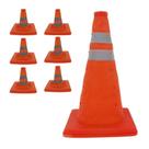 Kit 6 Cones Viários Retráteis SU-CONE2-1 Faixas Refletivas Laranja AB Mídia