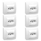 Kit 6 Conjunto Tomada 2p+t 10a 250v Sistema X Branco Pial