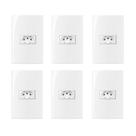Kit 6 conjunto tomada horizontal 4x2 10a 2p+t 250v com placa margirus sleek branco