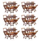 Kit 6 Conjuntos de Mesa Dobráveis de Madeira 70x110cm com 6 Cadeiras Imbuia