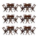 Kit 6 Conjuntos De Mesa Dobrável 60x60cm Com 4 Cadeiras Em Madeira Maciça Imbuia - i9