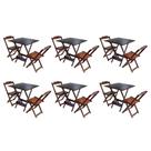 Kit 6 Conjuntos de Mesa Dobravel com 2 Cadeiras de Madeira 70x70 Ideal para Bar e Restaurante - Imbu
