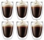 Kit 6 Copo Duo De Vidro Camada Dupla Parede Chá Café 300ml Kit 6 Copo Duo De Vidro Camada Dupla Parede Chá Café 300ml