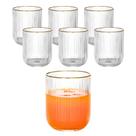 Kit 6 Copos Baixo De Vidro Versalhes Grafiatto Borda Dourada Canelado 270ml